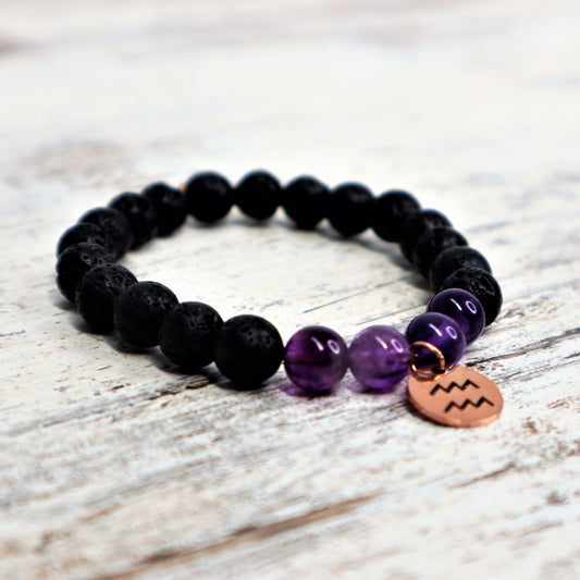 Aquarius Zodiac Bracelet (Rose Gold)