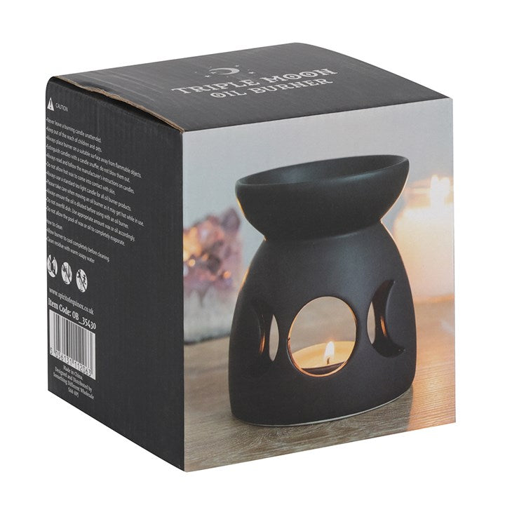 Black Triple Moon Oil Burner