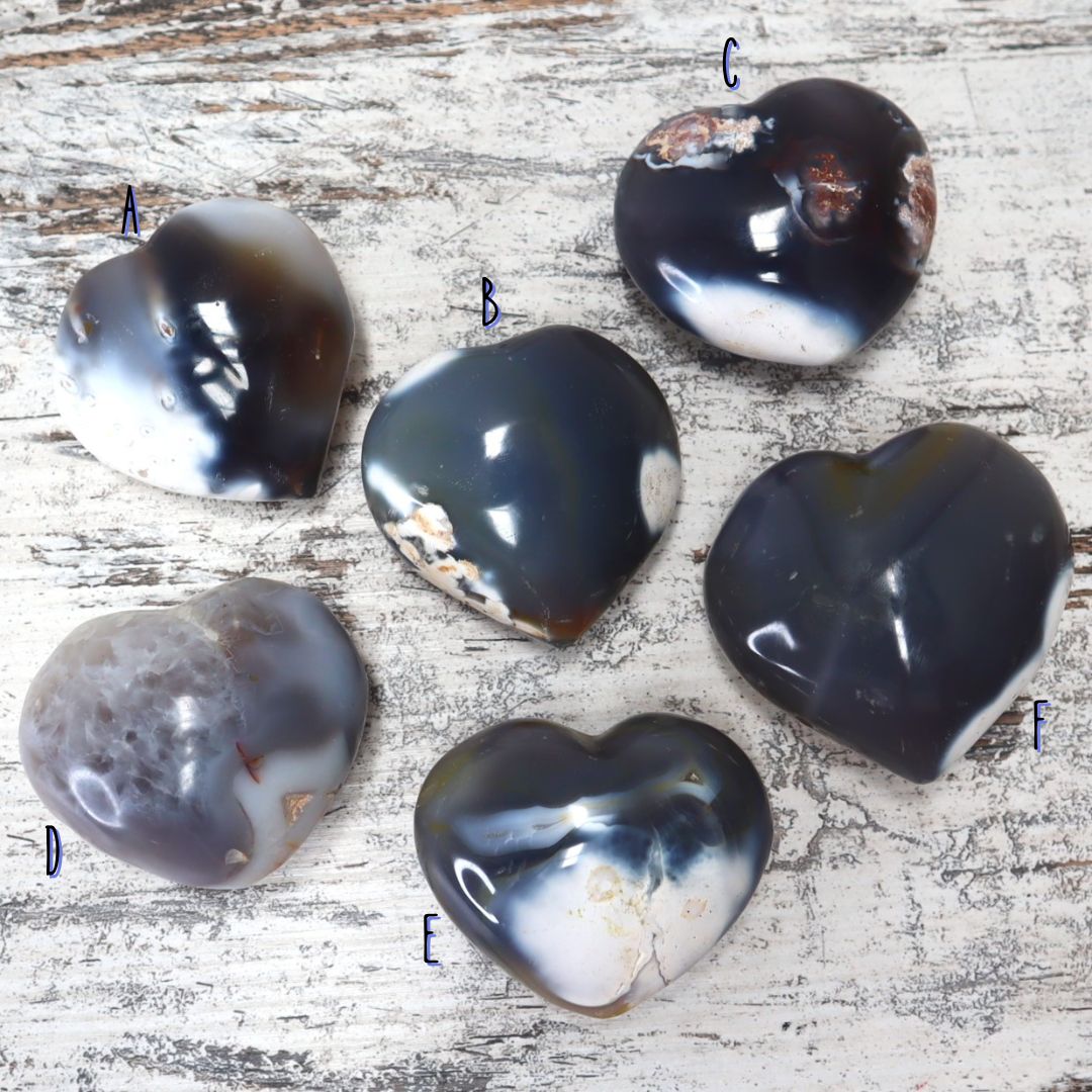 Orca Agate Hearts