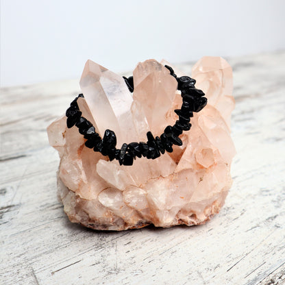 Black Tourmaline Crystal Chip Bracelet