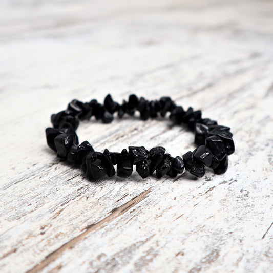 Black Tourmaline Crystal Chip Bracelet