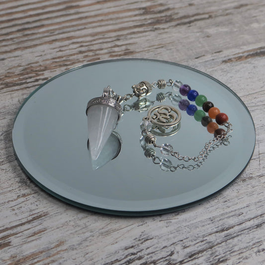 Clear Quartz Pendulum w/ Chakra Chain