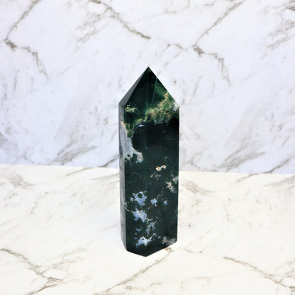 Moss Agate Tower (850g)