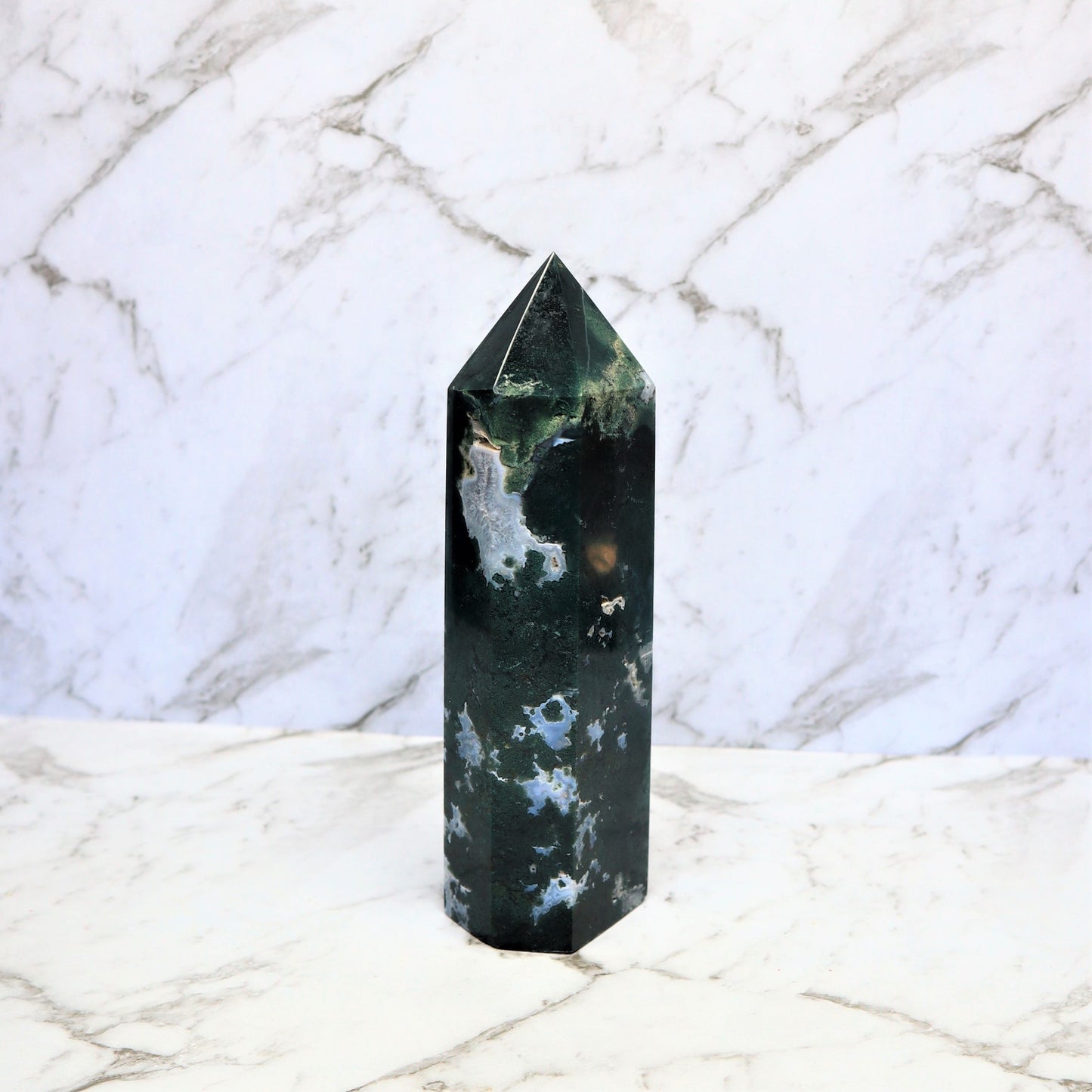 Moss Agate Tower (850g)