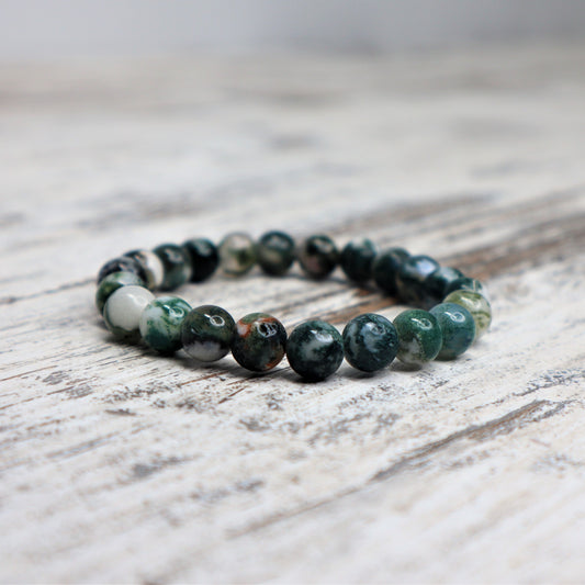 Tree Agate Beaded Bracelet