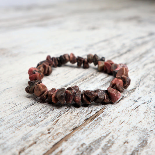 Rhodonite Crystal Chip Bracelet