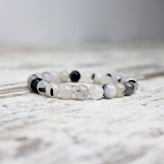 Tourmalinated Quartz Beaded Bracelet